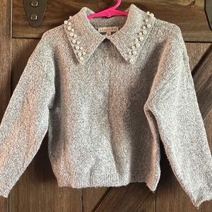 Copper Key pearl embellished grey sweater. Size 5. Excellent condition.